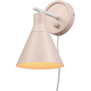 imageGlobe Electric 65543 1Light Dimmable Plugin or Hardwire Wall Sconce Matte Blush Pink Matte White Accent Stepless Dimming Rotary Switch on Canopy White Fabric Cord Wall Lamp Bulb Not IncludedMatte Pink