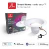 imageGlobe Electric 50078 WiFi Smart 4quot LED Retrofit Recessed Light No Hub Required Voice Activated 10 W Multicolor Changing RGB White 2000K  5000K 600 Lumens GU10 and E26 Adaptors Included5 Inch6 Inch Retrofit