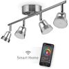 imageGlobe Electric 59429 WiFi Smart 4Light LED Track Lighting Brushed Nickel No Hub Required Voice Activated 28 W Multicolor Changing RGB Tunable White 2000K  5000K 1600 Lumens 80 CRIBrushed Nickel Track