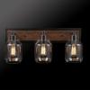 imageGlobe Electric Williamsburg 3Light Vanity Light Matte Black Faux Wood Accent Clear Glass Shades