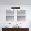 imageGlobe Electric Williamsburg 3Light Vanity Light Matte Black Faux Wood Accent Clear Glass Shades