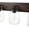 imageGlobe Electric Williamsburg 3Light Vanity Light Matte Black Faux Wood Accent Clear Glass Shades