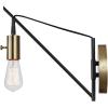 imageGlobe Electric 51343 1Light Plugin or Hardwire Wall Sconce Bronze Finish Brass Accents 6ft Black Woven Fabric Cord Flat Plug Socket Rotary OnOff Switch Bulb Not Included