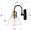 imageGlobe Electric 51714 1Light Wall Sconce Dark Bronze Antique Brass Socket Clear Glass Shade WallLamp Dimmable Lights for Bedroom Kitchen Sconces Lighting Bulb Not IncludedDark Bronze  Brown