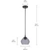 imageGlobe Electric 65690 Harrow 1Light Pendant Lighting Matte Black Smoked Glass Shade Bulb Not IncludedSmoked Glass