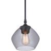 imageGlobe Electric 65690 Harrow 1Light Pendant Lighting Matte Black Smoked Glass Shade Bulb Not IncludedSmoked Glass