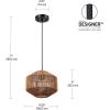 imageGlobe Electric 65941 1Light Pendant Lighting Natural Twine Shade Black Fabric Cord Bulb Not Included