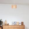 imageGlobe Electric 65942 1Light Pendant Lighting Natural Bamboo Shade White Fabric Cord Bulb Not Included