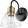 imageGlobe Electric 51714 1Light Wall Sconce Dark Bronze Antique Brass Socket Clear Glass Shade WallLamp Dimmable Lights for Bedroom Kitchen Sconces Lighting Bulb Not IncludedDark Bronze  Brown