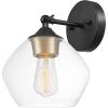 imageGlobe Electric 51714 1Light Wall Sconce Dark Bronze Antique Brass Socket Clear Glass Shade WallLamp Dimmable Lights for Bedroom Kitchen Sconces Lighting Bulb Not IncludedMatte Black  Harrow