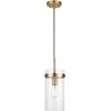 imageGlobe Electric 65698 Sydney 1Light Pendant Lighting Matte Brass Clear Glass Outer Shade Frosted Glass InsertBrass