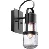 imageGlobe Electric 44197 Helm 12quot 1Light Outdoor Wall Sconce Matte Black Finish Clear Seeded Glass Shade Bulb Not Included