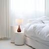 imageGlobe Electric Novogratz x 65862 Harrington 20quot Table Lamp 2Tone Faux Wood White Cotton Shade