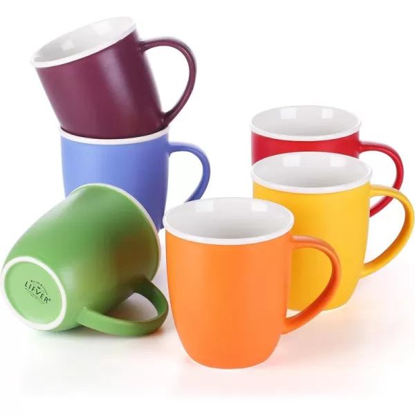 LIFVER 19 oz Large Coffee Mugs Set of 6 Valentines Day Gifts for him her Assorted Colored Mugs with Handle Matte Ceramic Large Cups for Coffee Tea Cocoa Housewarming Decor GiftMulti Colors