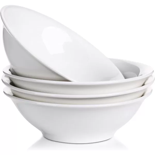 LIFVER 48 oz White Ceramic Bowls Set of 4 Large Deep Bowls for Soup Salad Pasta Noodle Pho Cereal Dishwasher ampamp Microwave Safe7 inch20 oz