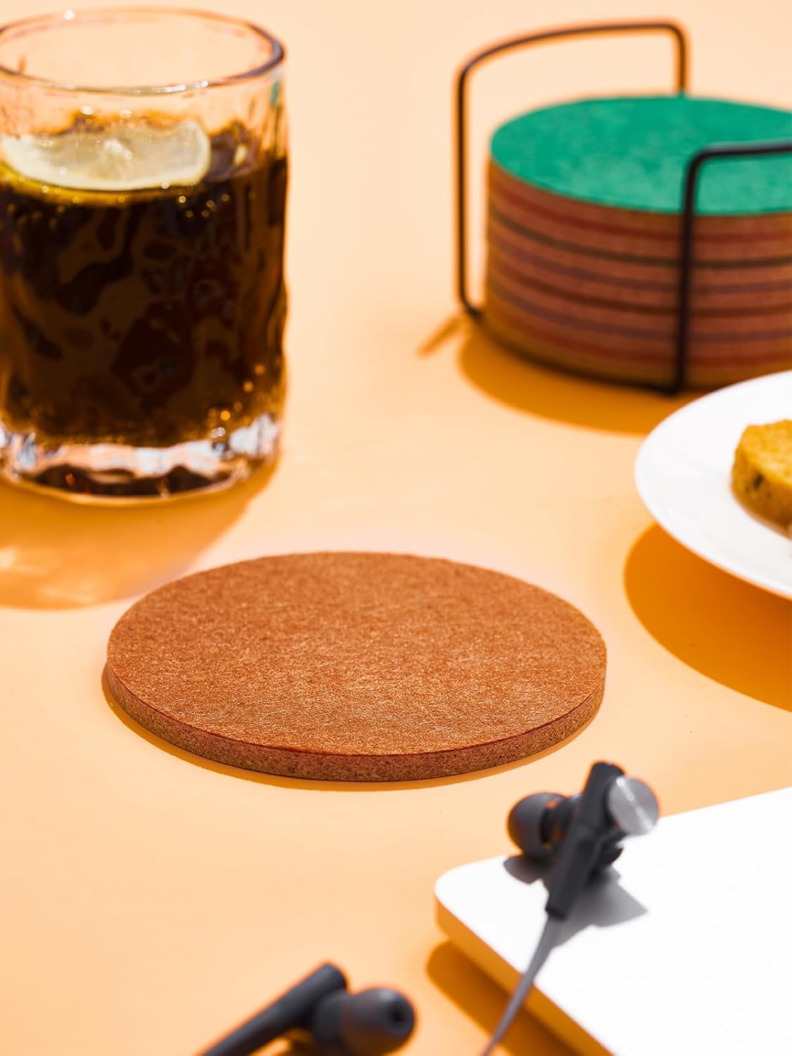LIFVER Felt Coasters for Dining Table Absorbent Outdoor Coasters for Drinks Furniture Colorful Coasters with Holder for Tabletop Protection Coffee Table Home Decor Housewarming Gifts Set of 8Colorful