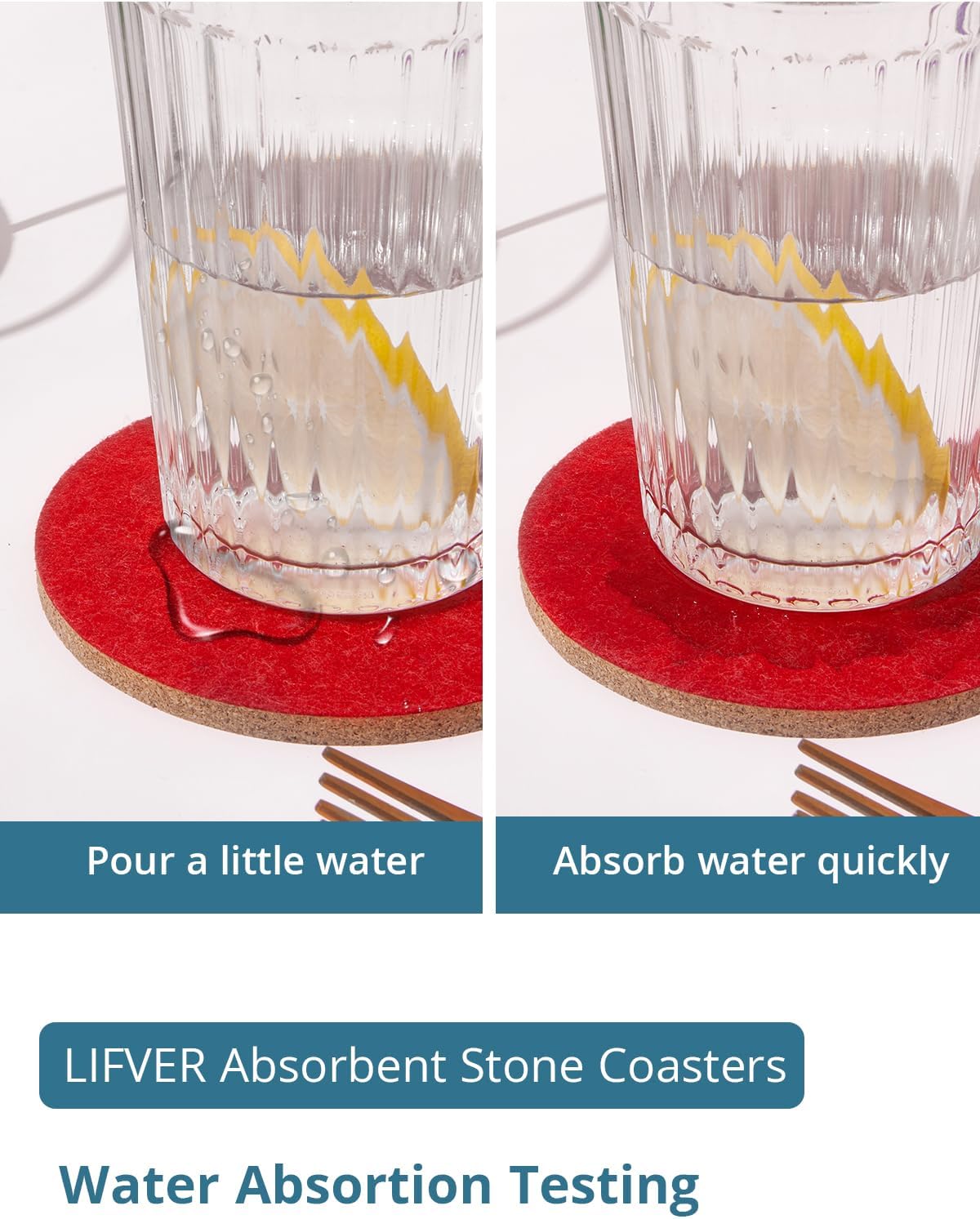 LIFVER Felt Coasters for Dining Table Absorbent Outdoor Coasters for Drinks Furniture Colorful Coasters with Holder for Tabletop Protection Coffee Table Home Decor Housewarming Gifts Set of 8Colorful