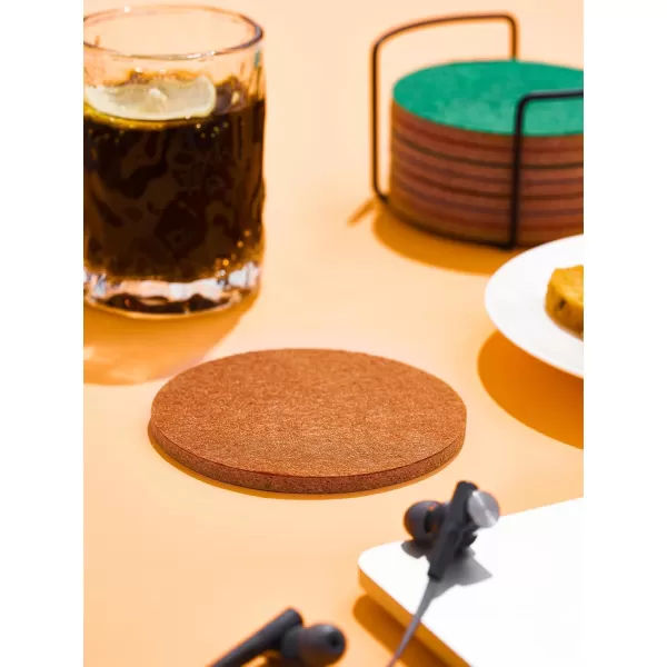 LIFVER Felt Coasters for Dining Table Absorbent Outdoor Coasters for Drinks Furniture Colorful Coasters with Holder for Tabletop Protection Coffee Table Home Decor Housewarming Gifts Set of 8Colorful