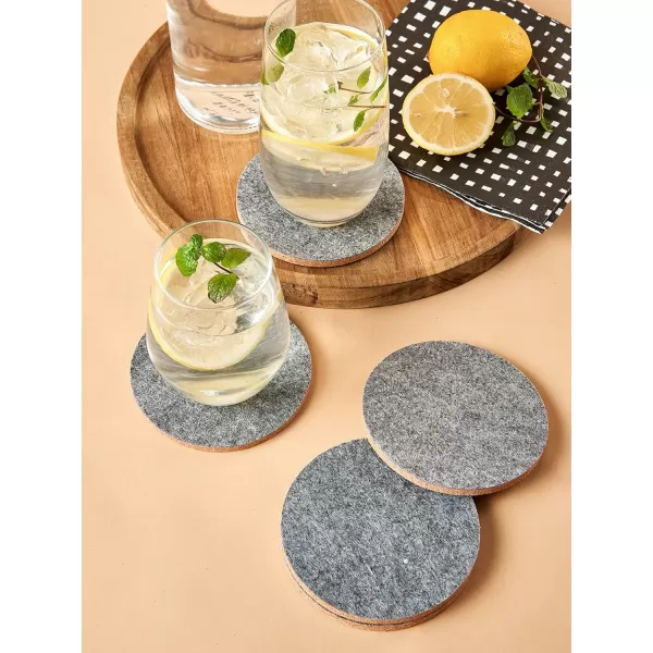 LIFVER Felt Coasters for Dining Table Absorbent Outdoor Coasters for Drinks Furniture Colorful Coasters with Holder for Tabletop Protection Coffee Table Home Decor Housewarming Gifts Set of 8Gray