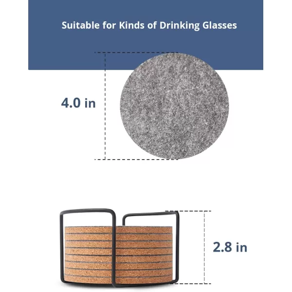 LIFVER Felt Coasters for Dining Table Absorbent Outdoor Coasters for Drinks Furniture Colorful Coasters with Holder for Tabletop Protection Coffee Table Home Decor Housewarming Gifts Set of 8Gray