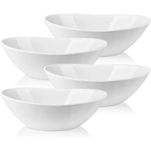 LIFVER 9quot Serving Bowls for Wedding Decor 36 OZ Porcelain Serving Dishes for Entertaining Large Bowls Set for Soup Salad Side Dishes Pasta Good Size for Dinner Party Set of 4 White