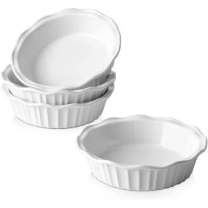 imageLIFVER Ceramic Pie Pans for Baking 6 Inches 116 OZ Set of 4 Deep Pie Dish Round Mini Pie Plates Tart Pans Small Quiche Baking Fluted Dish Pan for Dinner Oven Freezer Microwave Safe