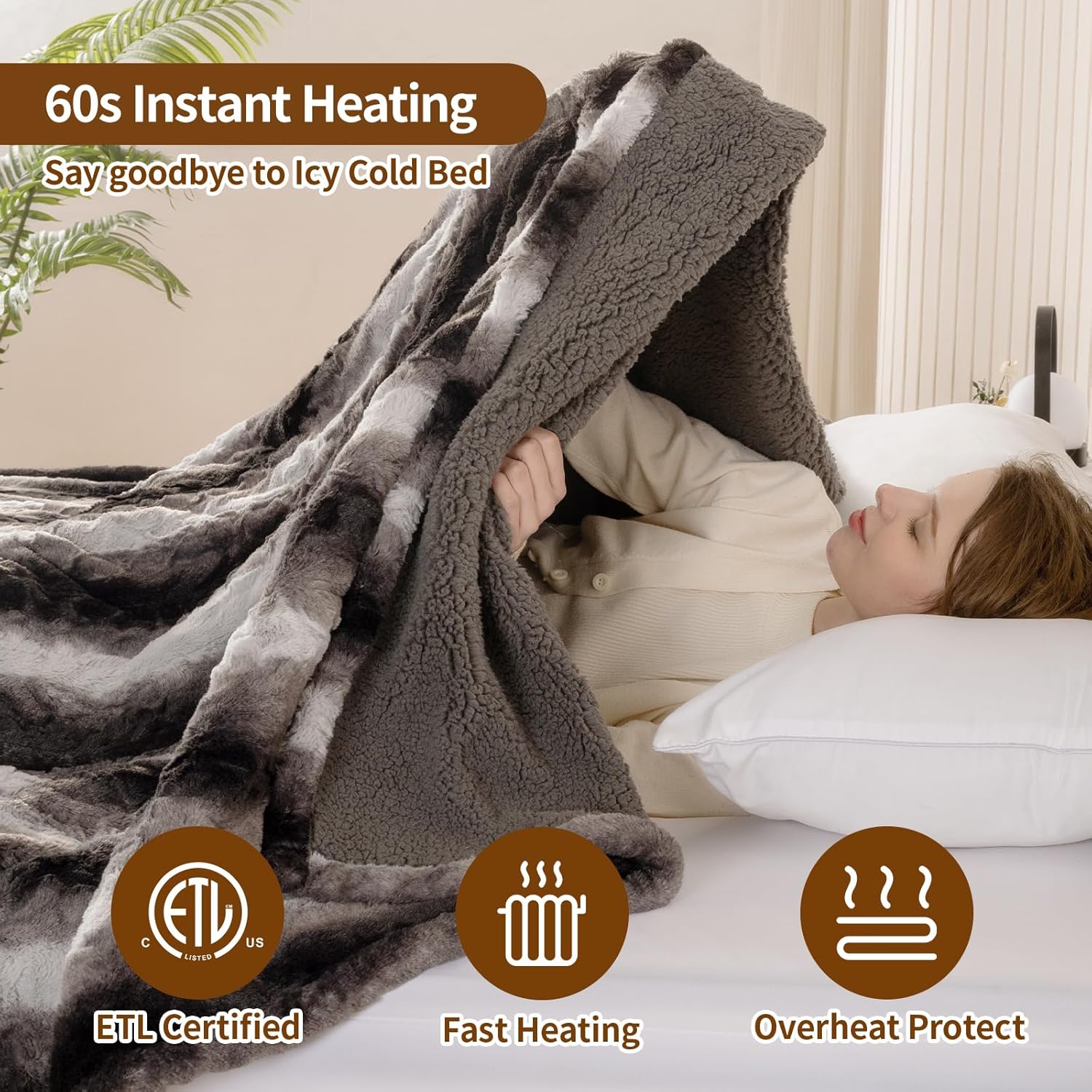 Lot De 2 Couvertures Chauffantes 12V Pour Voiture - Polyester Sherpa - Réglage 2 Températures