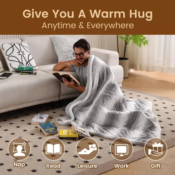Bearhug Electric Blanket King Size 100quot x 90quot Dual Controller Heated Blanket Warm Faux Fur ampamp Soft Sherpa 10Heat Levels ampamp 112H Auto Off OverHeat Protect ETL Machine WashableMisty Peaks