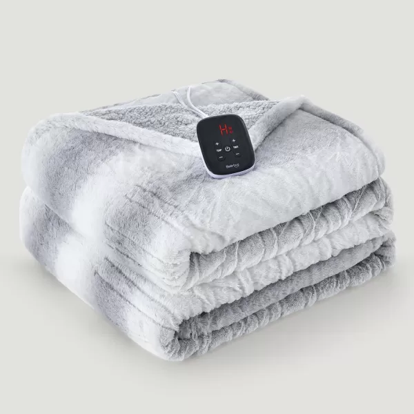 Bearhug Electric Blanket King Size 100quot x 90quot Dual Controller Heated Blanket Warm Faux Fur ampamp Soft Sherpa 10Heat Levels ampamp 112H Auto Off OverHeat Protect ETL Machine WashableMisty Peaks