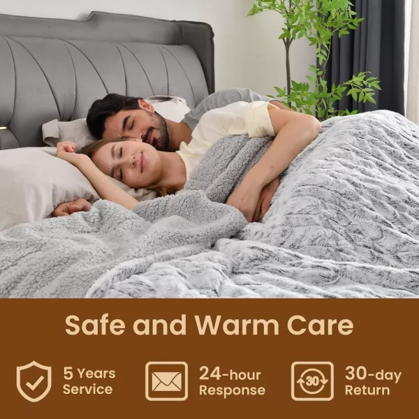 Bearhug Electric Blanket King Size 100quot x 90quot Dual Controller Heated Blanket Warm Faux Fur ampamp Soft Sherpa 10Heat Levels ampamp 112H Auto Off OverHeat Protect ETL Machine WashableDreamy Milky Way