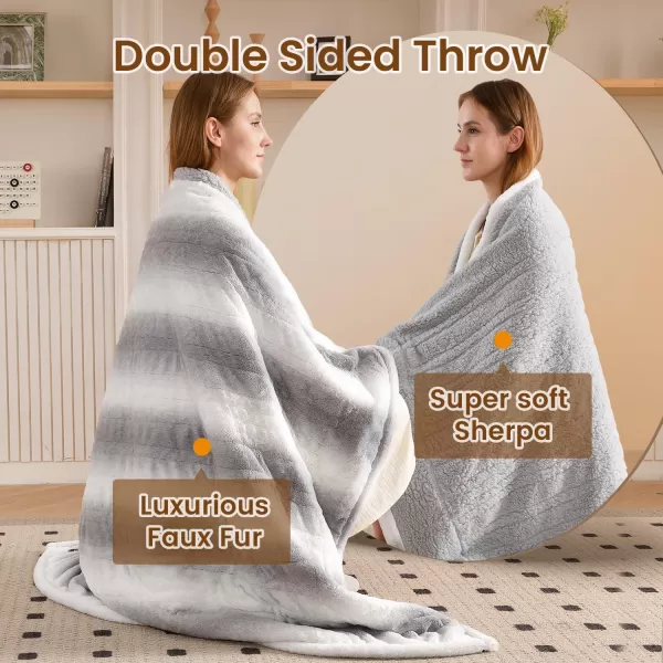 Bearhug Electric Blanket King Size 100quot x 90quot Dual Controller Heated Blanket Warm Faux Fur ampamp Soft Sherpa 10Heat Levels ampamp 112H Auto Off OverHeat Protect ETL Machine WashableMisty Peaks