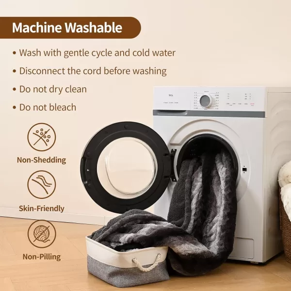 Bearhug Electric Blanket King Size 100quot x 90quot Dual Controller Heated Blanket Warm Faux Fur ampamp Soft Sherpa 10Heat Levels ampamp 112H Auto Off OverHeat Protect ETL Machine WashableWavy Grey