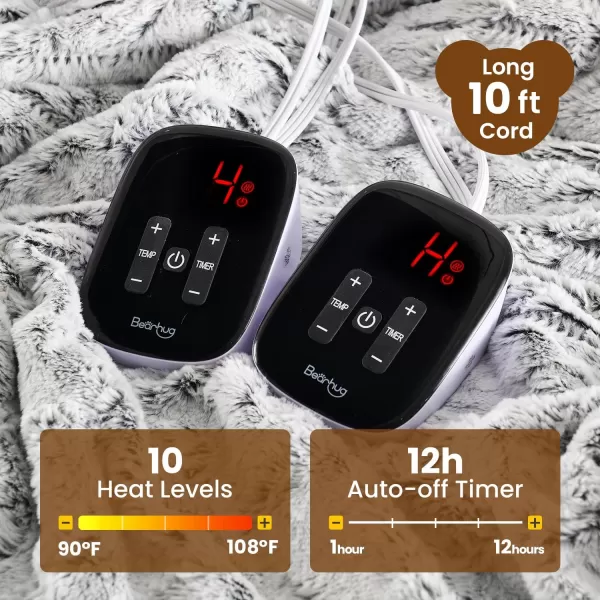Bearhug Electric Blanket King Size 100quot x 90quot Dual Controller Heated Blanket Warm Faux Fur ampamp Soft Sherpa 10Heat Levels ampamp 112H Auto Off OverHeat Protect ETL Machine WashableDreamy Milky Way
