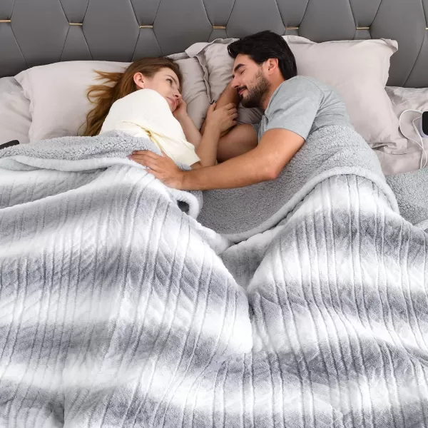 Bearhug Electric Blanket King Size 100quot x 90quot Dual Controller Heated Blanket Warm Faux Fur ampamp Soft Sherpa 10Heat Levels ampamp 112H Auto Off OverHeat Protect ETL Machine WashableMisty Peaks