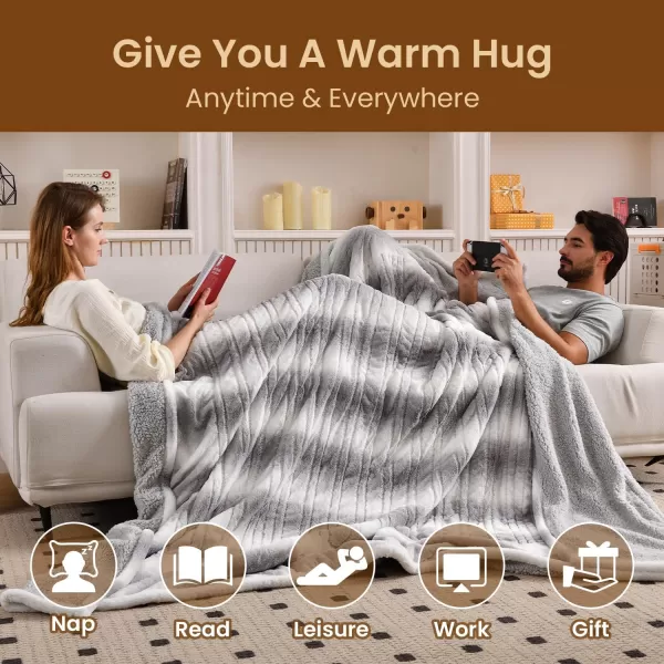 Bearhug Electric Blanket King Size 100quot x 90quot Dual Controller Heated Blanket Warm Faux Fur ampamp Soft Sherpa 10Heat Levels ampamp 112H Auto Off OverHeat Protect ETL Machine WashableMisty Peaks