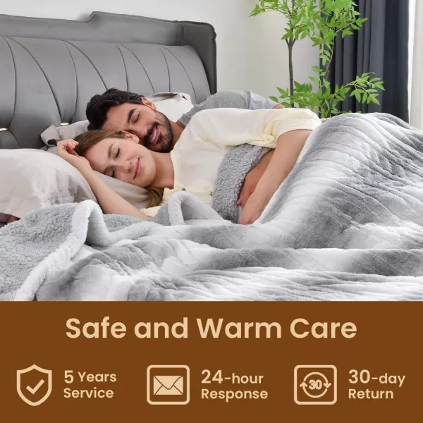 Bearhug Electric Blanket King Size 100quot x 90quot Dual Controller Heated Blanket Warm Faux Fur ampamp Soft Sherpa 10Heat Levels ampamp 112H Auto Off OverHeat Protect ETL Machine WashableMisty Peaks