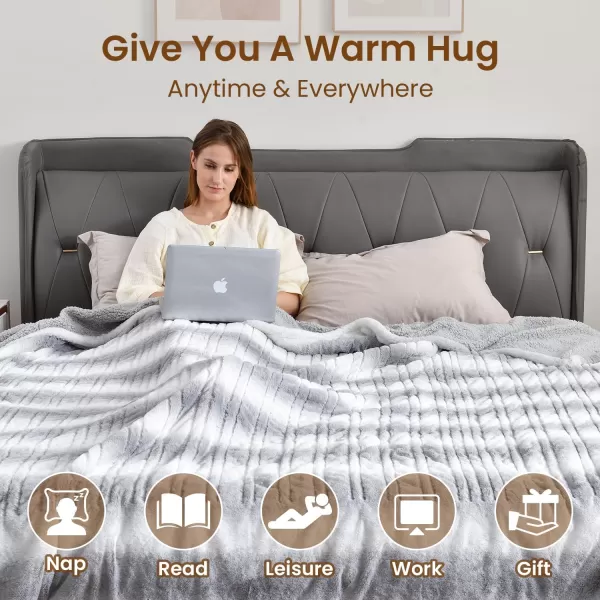 Bearhug Electric Blanket King Size 100quot x 90quot Dual Controller Heated Blanket Warm Faux Fur ampamp Soft Sherpa 10Heat Levels ampamp 112H Auto Off OverHeat Protect ETL Machine WashableMisty Peaks