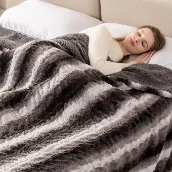 Bearhug Electric Blanket King Size 100quot x 90quot Dual Controller Heated Blanket Warm Faux Fur ampamp Soft Sherpa 10Heat Levels ampamp 112H Auto Off OverHeat Protect ETL Machine WashableWavy Grey