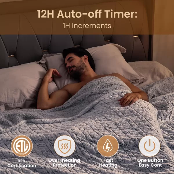 Bearhug Electric Blanket King Size 100quot x 90quot Dual Controller Heated Blanket Warm Faux Fur ampamp Soft Sherpa 10Heat Levels ampamp 112H Auto Off OverHeat Protect ETL Machine WashableDreamy Milky Way