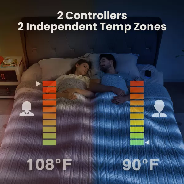 Bearhug Electric Blanket King Size 100quot x 90quot Dual Controller Heated Blanket Warm Faux Fur ampamp Soft Sherpa 10Heat Levels ampamp 112H Auto Off OverHeat Protect ETL Machine WashableMisty Peaks