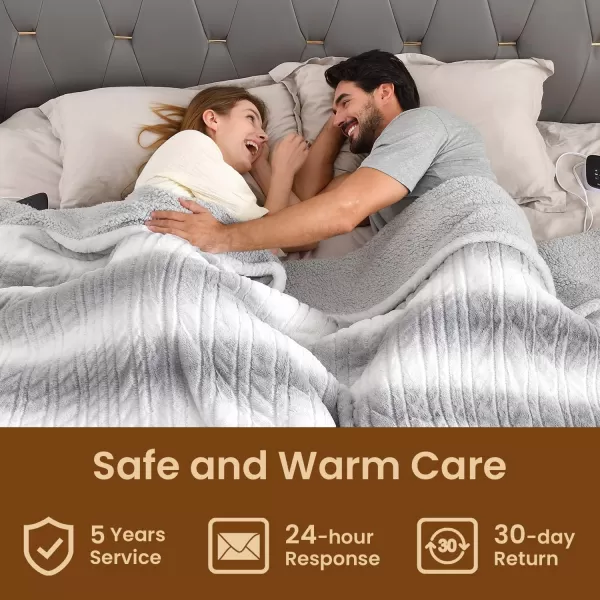 Bearhug Electric Blanket King Size 100quot x 90quot Dual Controller Heated Blanket Warm Faux Fur ampamp Soft Sherpa 10Heat Levels ampamp 112H Auto Off OverHeat Protect ETL Machine WashableMisty Peaks