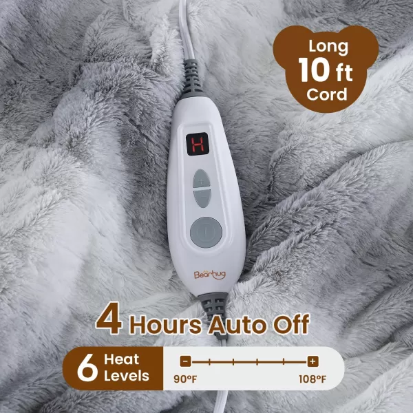 Bearhug Electric Blanket King Size 100quot x 90quot Dual Controller Heated Blanket Warm Faux Fur ampamp Soft Sherpa 10Heat Levels ampamp 112H Auto Off OverHeat Protect ETL Machine WashableMisty Peaks