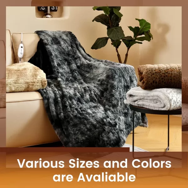 Bearhug Electric Heated Blanket Heating Blanket Throw Szie 50quot x 60quot Warm Blanket Heated Blanket Gift Reversible Faux Fur ampamp Sherpa 6 Heating Levels ampamp 4H Auto Off OverHeat Protect ETL CertificationBrown Leopard