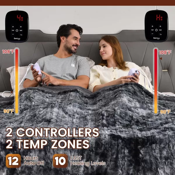 Bearhug Electric Heated Blanket Heating Blanket Throw Szie 50quot x 60quot Warm Blanket Heated Blanket Gift Reversible Faux Fur ampamp Sherpa 6 Heating Levels ampamp 4H Auto Off OverHeat Protect ETL CertificationMarble Black
