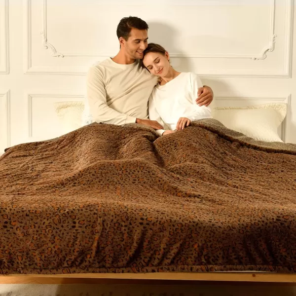 Bearhug Electric Heated Blanket Heating Blanket Throw Szie 50quot x 60quot Warm Blanket Heated Blanket Gift Reversible Faux Fur ampamp Sherpa 6 Heating Levels ampamp 4H Auto Off OverHeat Protect ETL CertificationBrown Leopard