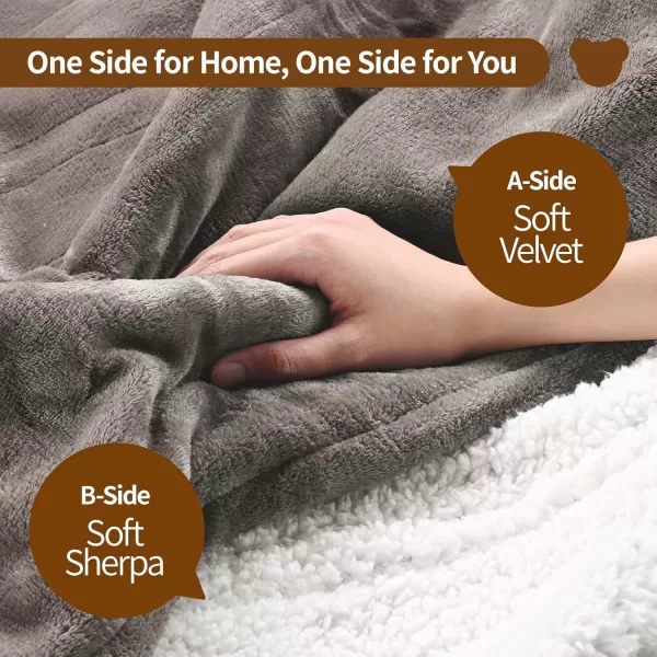 Bearhug Electric Heated Blanket Heating Blanket Throw Szie 50quot x 60quot Warm Blanket Heated Blanket Gift Reversible Faux Fur ampamp Sherpa 6 Heating Levels ampamp 4H Auto Off OverHeat Protect ETL CertificationTaupe