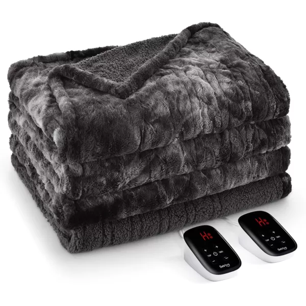 Bearhug Electric Heated Blanket Heating Blanket Throw Szie 50quot x 60quot Warm Blanket Heated Blanket Gift Reversible Faux Fur ampamp Sherpa 6 Heating Levels ampamp 4H Auto Off OverHeat Protect ETL CertificationMarble Black