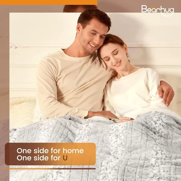 Bearhug Electric Heated Blanket Heating Blanket Throw Szie 50quot x 60quot Warm Blanket Heated Blanket Gift Reversible Faux Fur ampamp Sherpa 6 Heating Levels ampamp 4H Auto Off OverHeat Protect ETL CertificationSnow Leopard