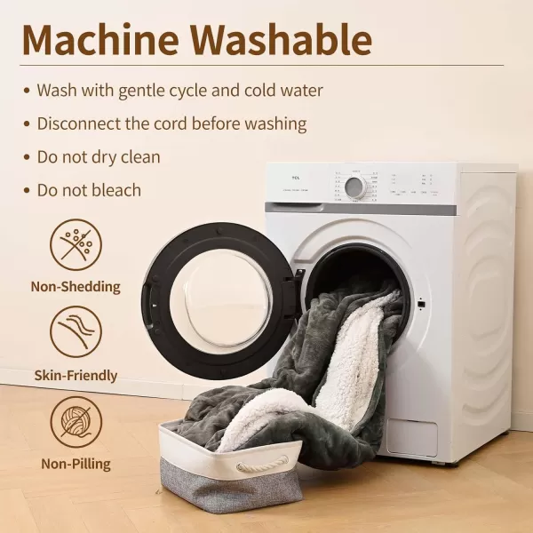 Bearhug Electric Heated Blanket Heating Blanket Throw Szie 50quot x 60quot Warm Blanket Heated Blanket Gift Reversible Faux Fur ampamp Sherpa 6 Heating Levels ampamp 4H Auto Off OverHeat Protect ETL CertificationTaupe