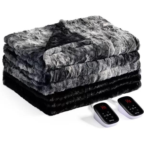Bearhug Electric Heated Blanket Heating Blanket Throw Szie 50quot x 60quot Warm Blanket Heated Blanket Gift Reversible Faux Fur ampamp Sherpa 6 Heating Levels ampamp 4H Auto Off OverHeat Protect ETL CertificationMarble Black